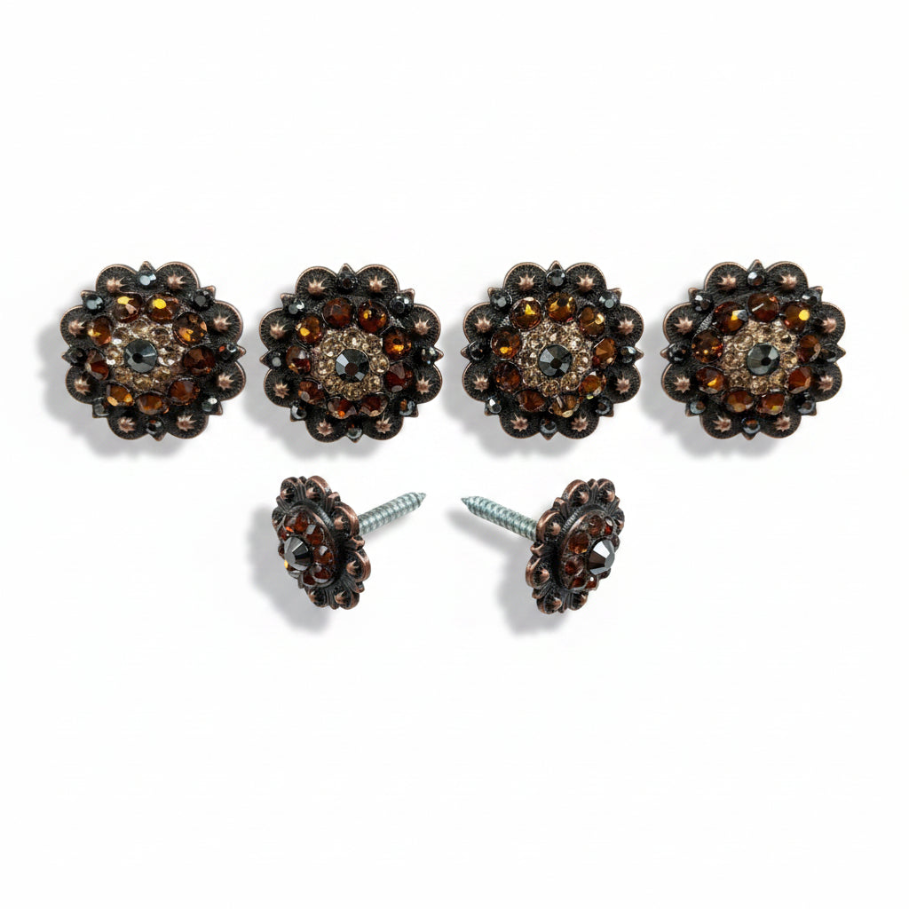 Copper Jet - Champagne - Topaz Crystal Conchos | Sizes 1"- 3" | Buckles | Saddle Set | Leather Rosettes | Slide — view 11