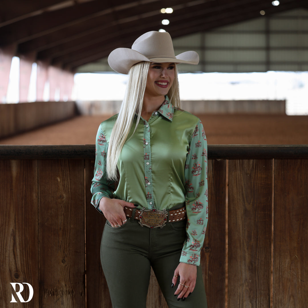 Sage Bronc Satin Performance Rodeo Shirt — view 2