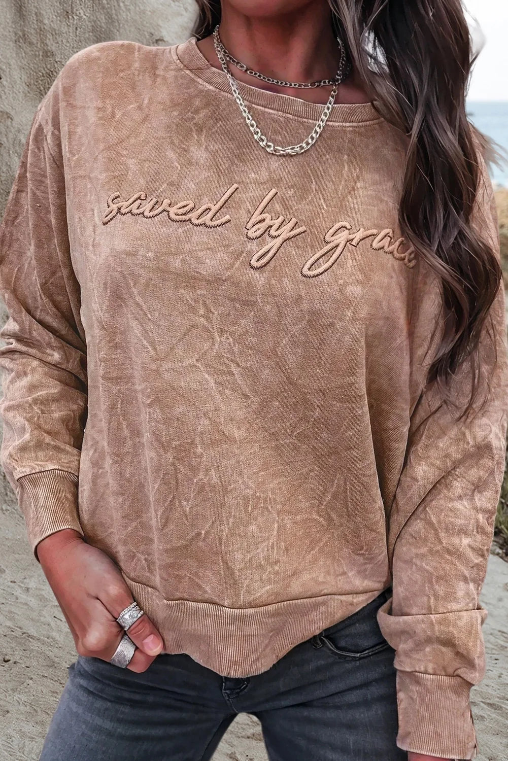 Saved By Grace Mineral Wash | Crewneck — view 2