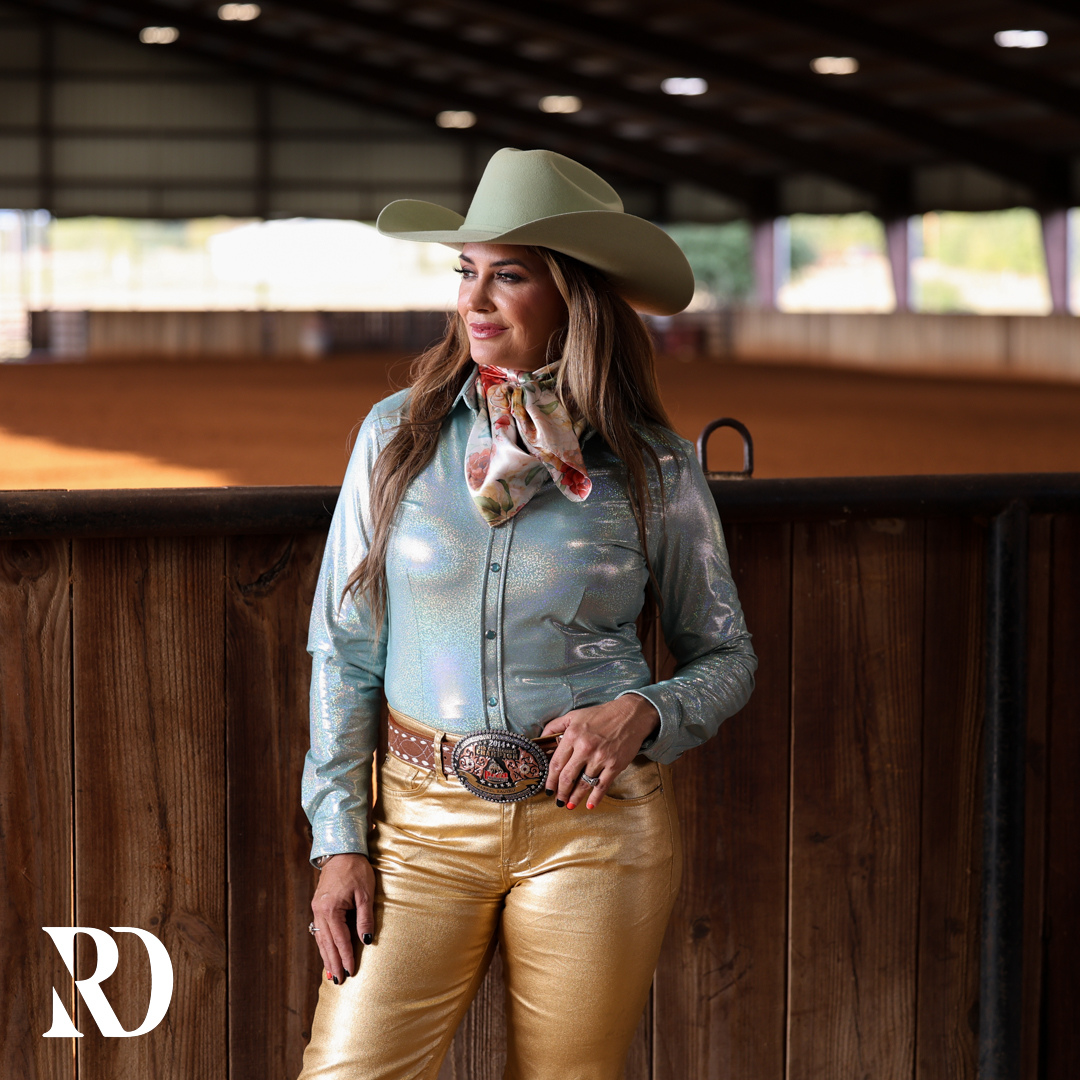 Seafoam Sparkle Performance Rodeo Shirt — view 2