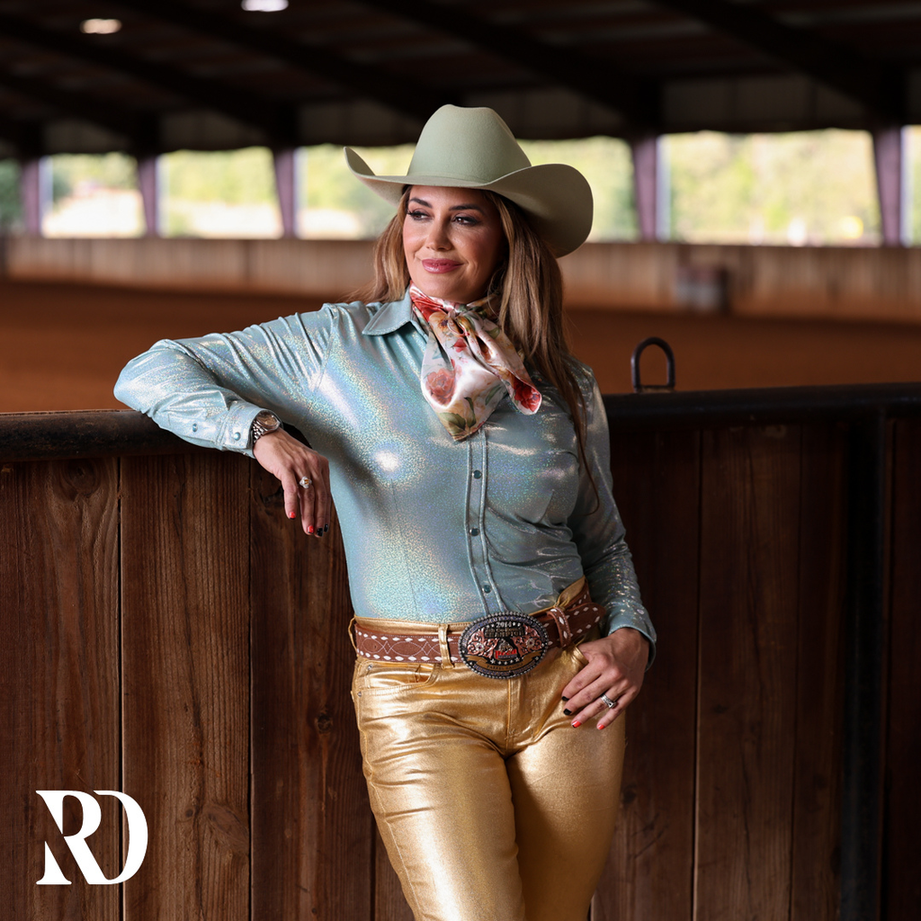 Seafoam Sparkle Performance Rodeo Shirt