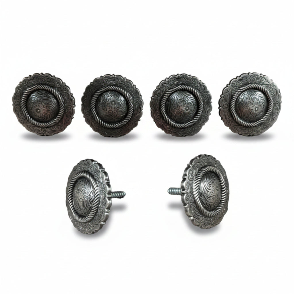 Antique Silver Round Western Concho W102 — view 4