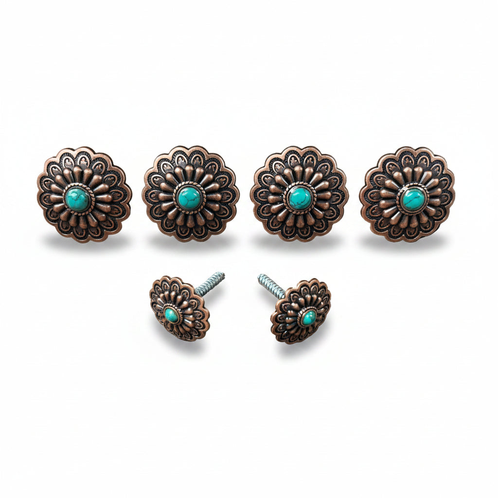 Copper Turquoise Western Concho W103 — view 6