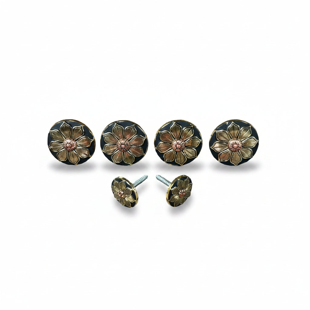Black & Gold Sunflower Western Concho W125 — view 6