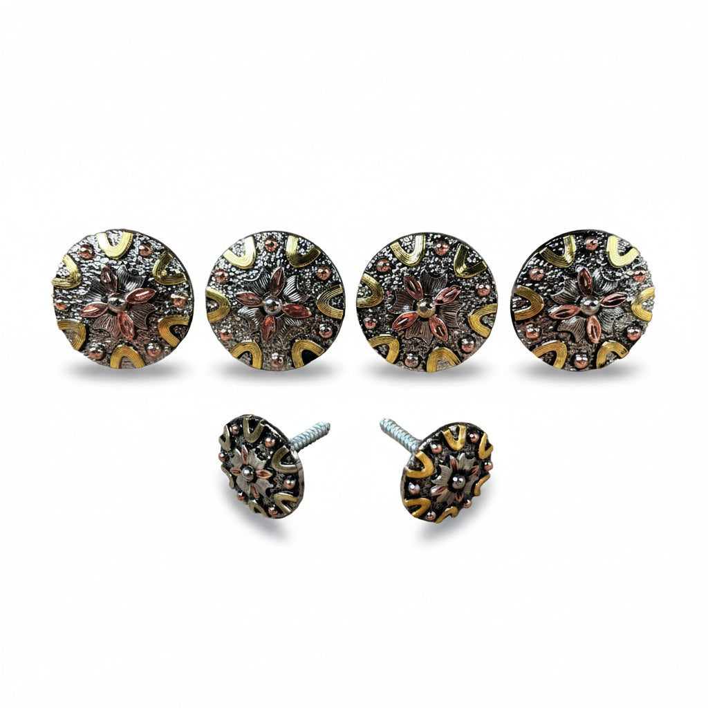 Floral Dots Antique Silver Western Concho W147 — view 8