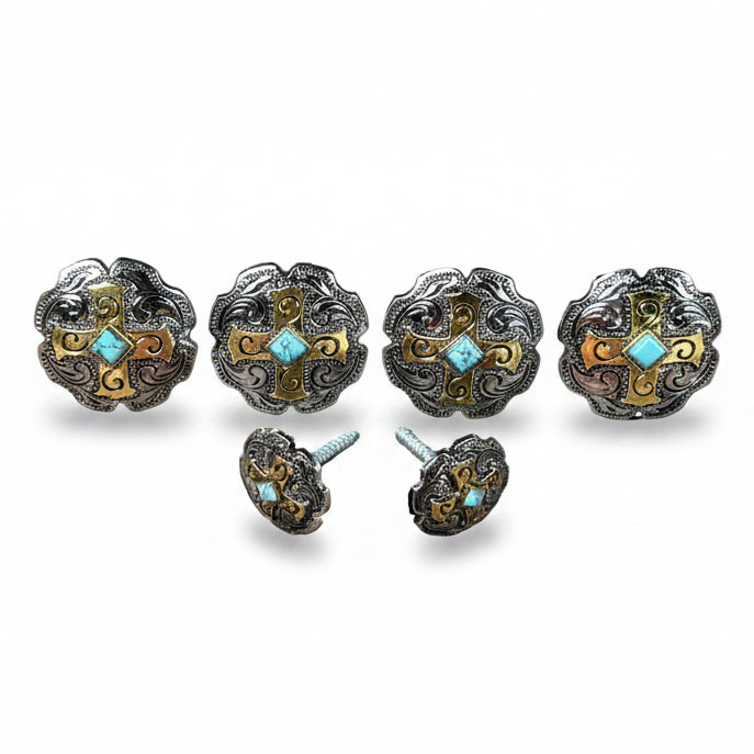 Antique Silver & Gold Western Concho W189 — view 6