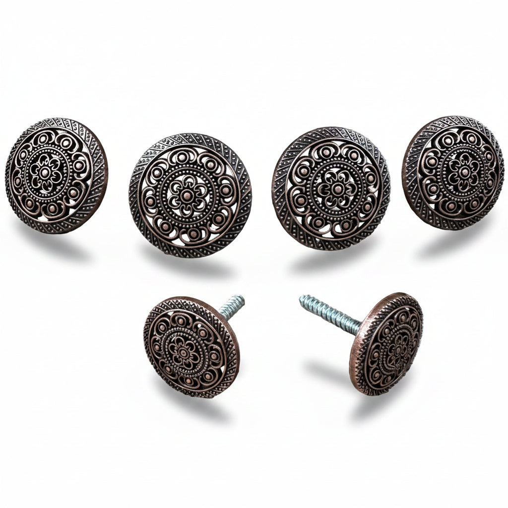 Copper Intricate Engraved Western Concho W224 — view 6