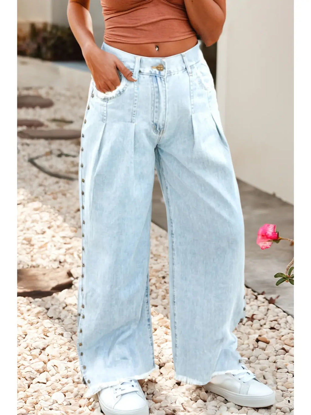 Stacy Side Slit Studded Denim | Jeans