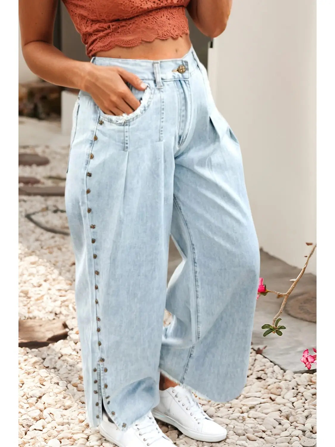 Stacy Side Slit Studded Denim | Jeans — view 2
