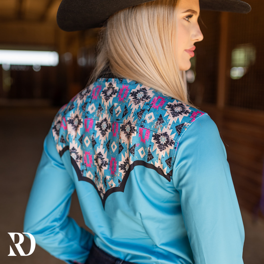 Stampede Aztec Performance Rodeo Shirt — view 2