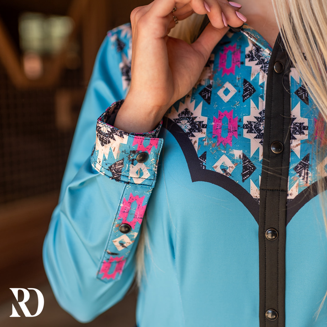 Stampede Aztec Performance Rodeo Shirt — view 3