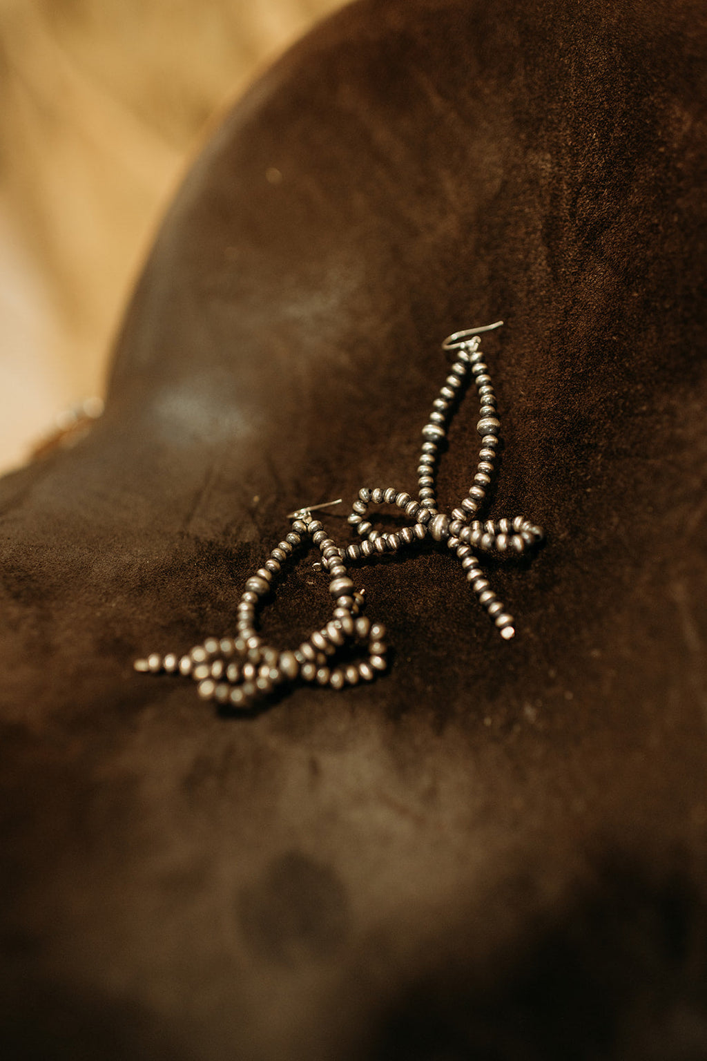 Sterling Silver Navajo Inspired Bow Tie Pearl Dangle Earring