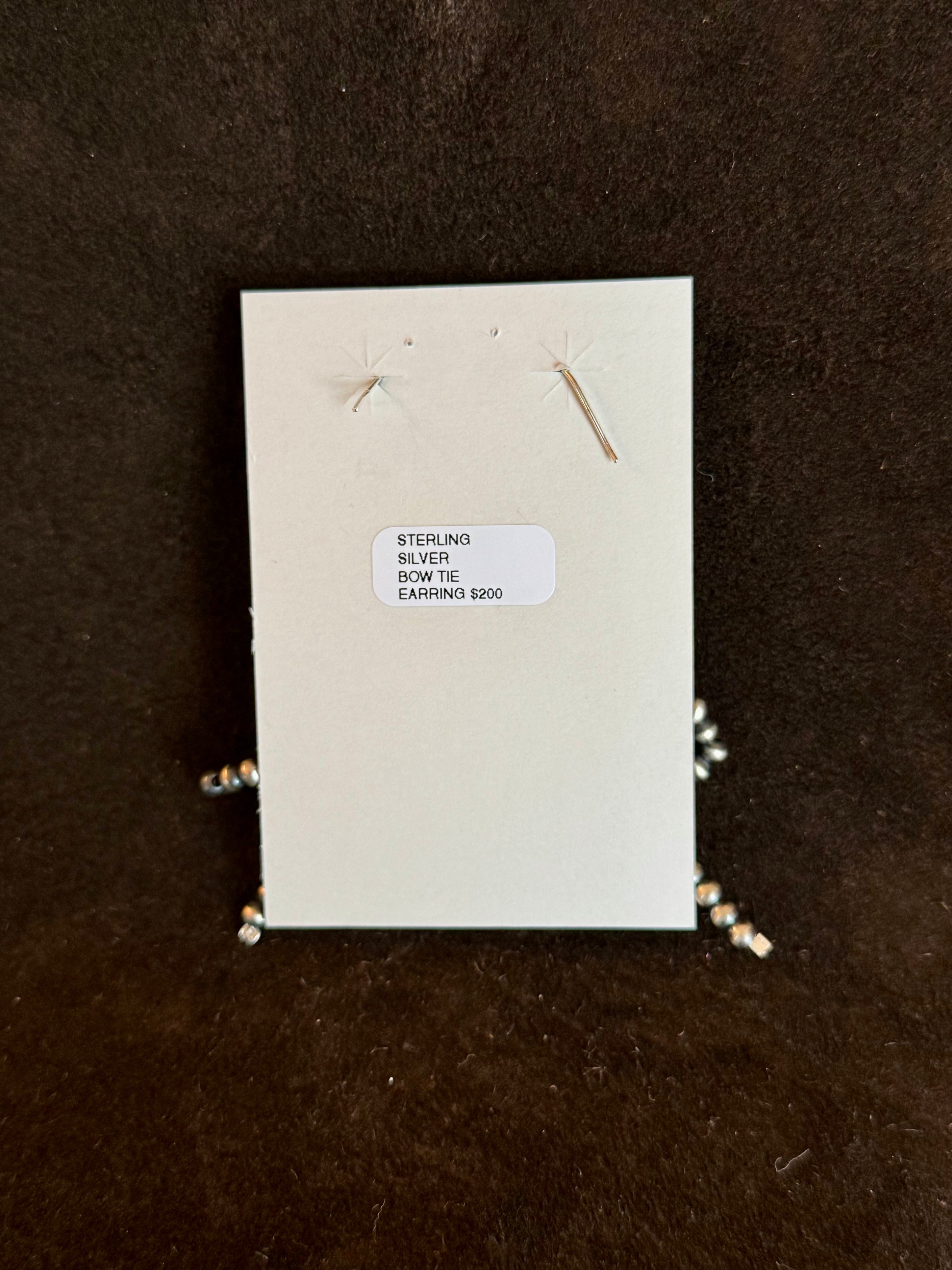 Sterling Silver Navajo Inspired Bow Tie Pearl Dangle Earring — view 2