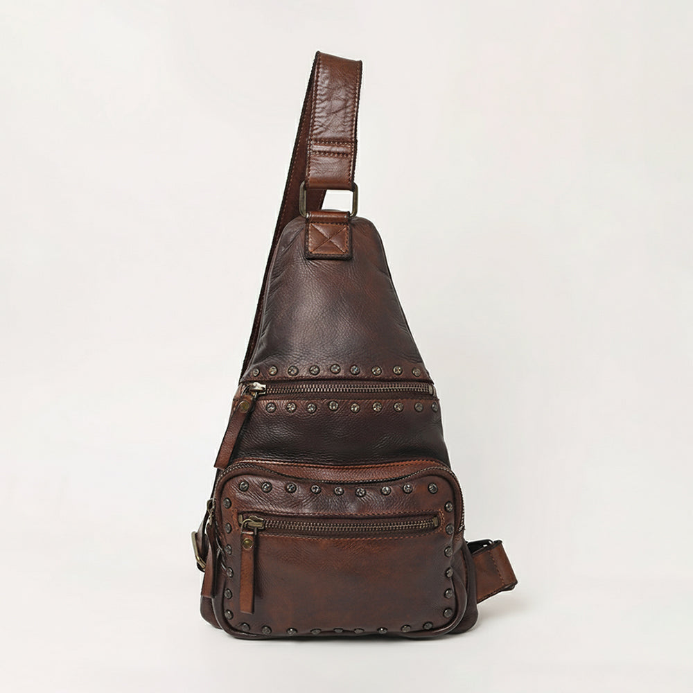 Spaghetti Western Swc191Cg Sling Vintage Handmade Drum Dyed Genuine European Cowhide Leather Women Bag Western Handbag Purse