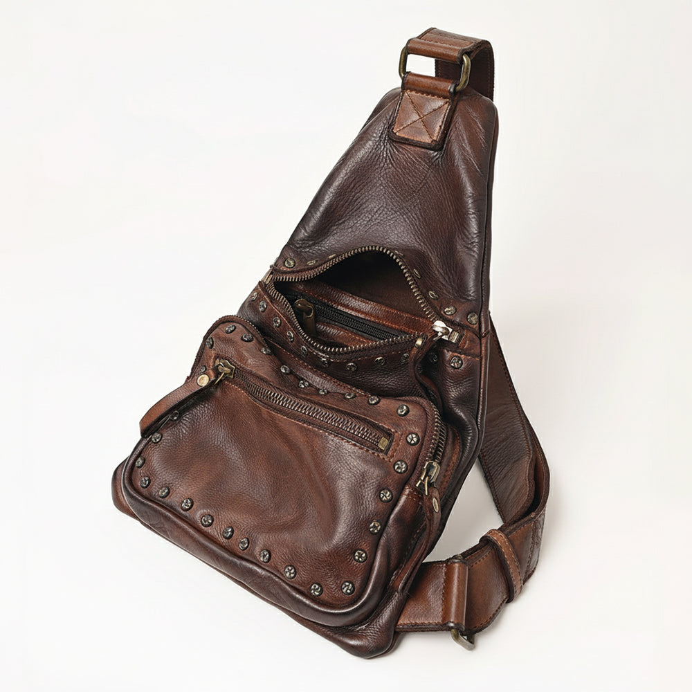 Spaghetti Western Swc191Cg Sling Vintage Handmade Drum Dyed Genuine European Cowhide Leather Women Bag Western Handbag Purse