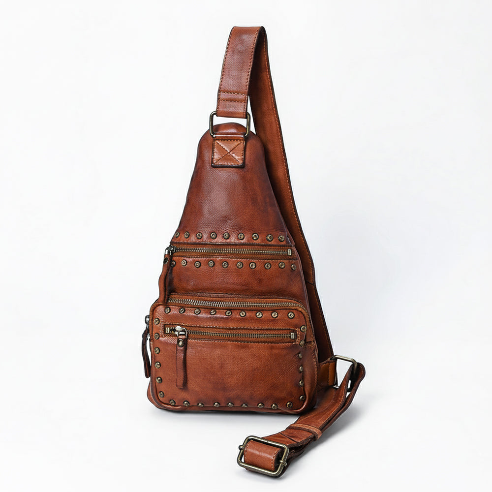 Spaghetti Western Swc191Cg Sling Vintage Handmade Drum Dyed Genuine European Cowhide Leather Women Bag Western Handbag Purse