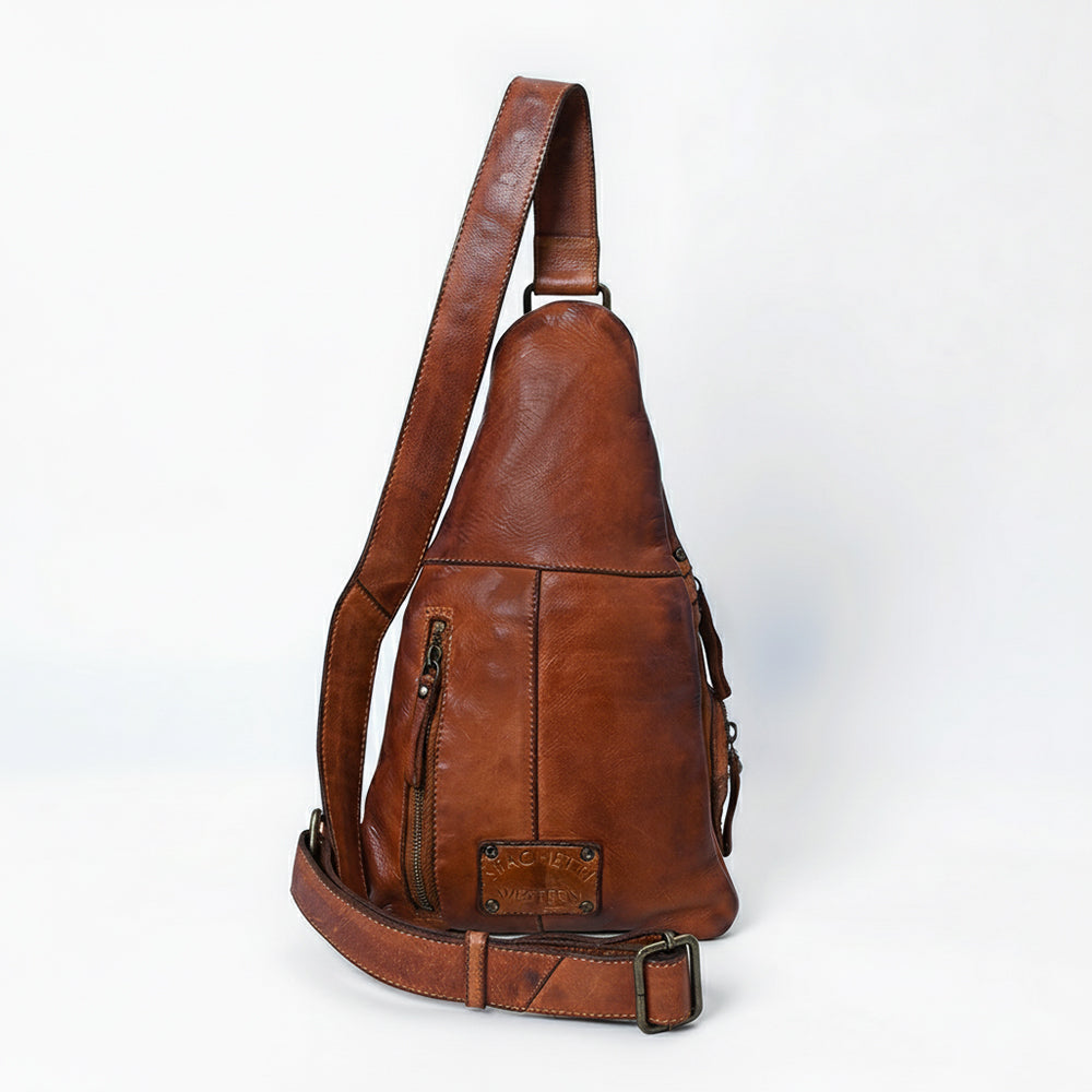 Spaghetti Western Swc191Cg Sling Vintage Handmade Drum Dyed Genuine European Cowhide Leather Women Bag Western Handbag Purse