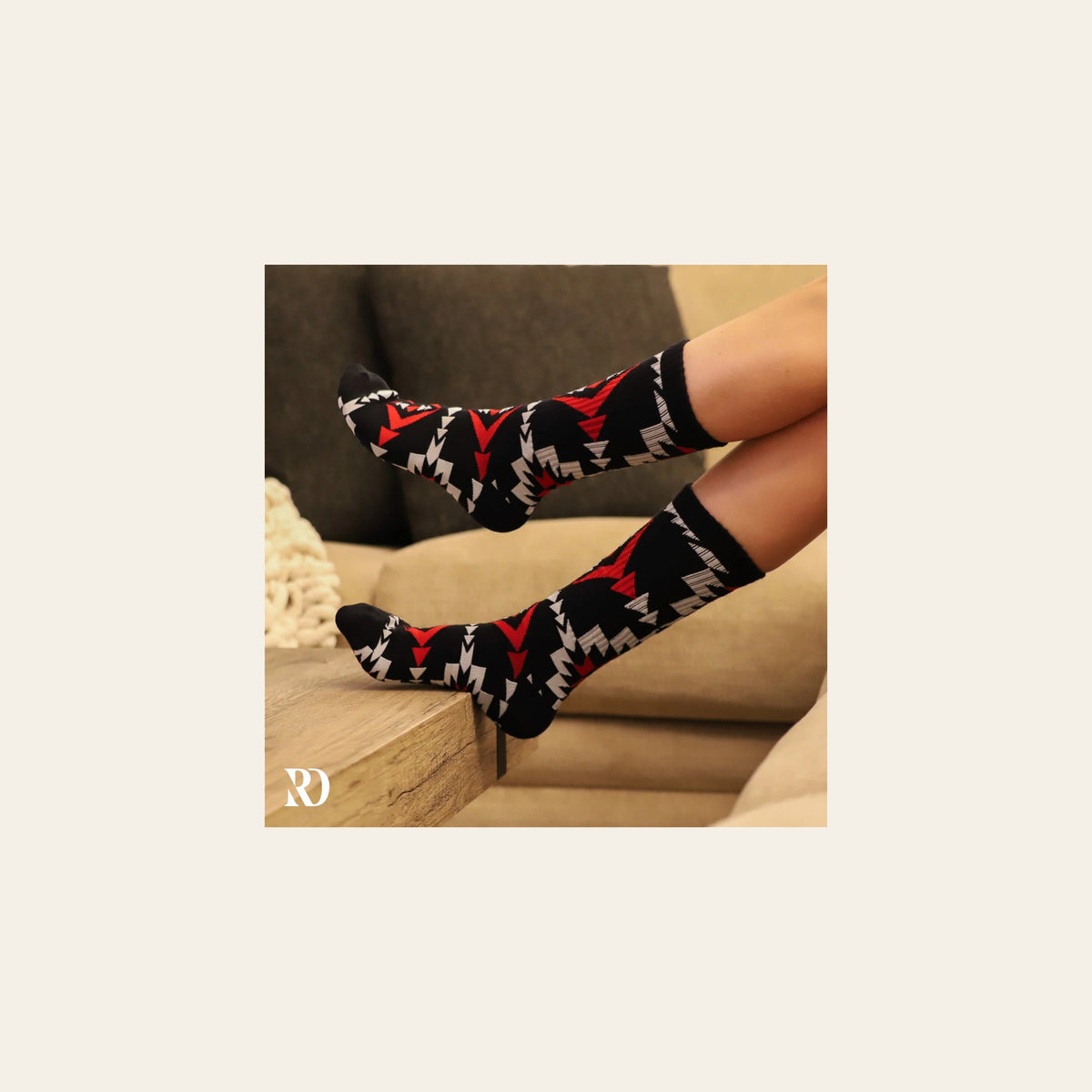 Sarita Socks on a warm cream background
