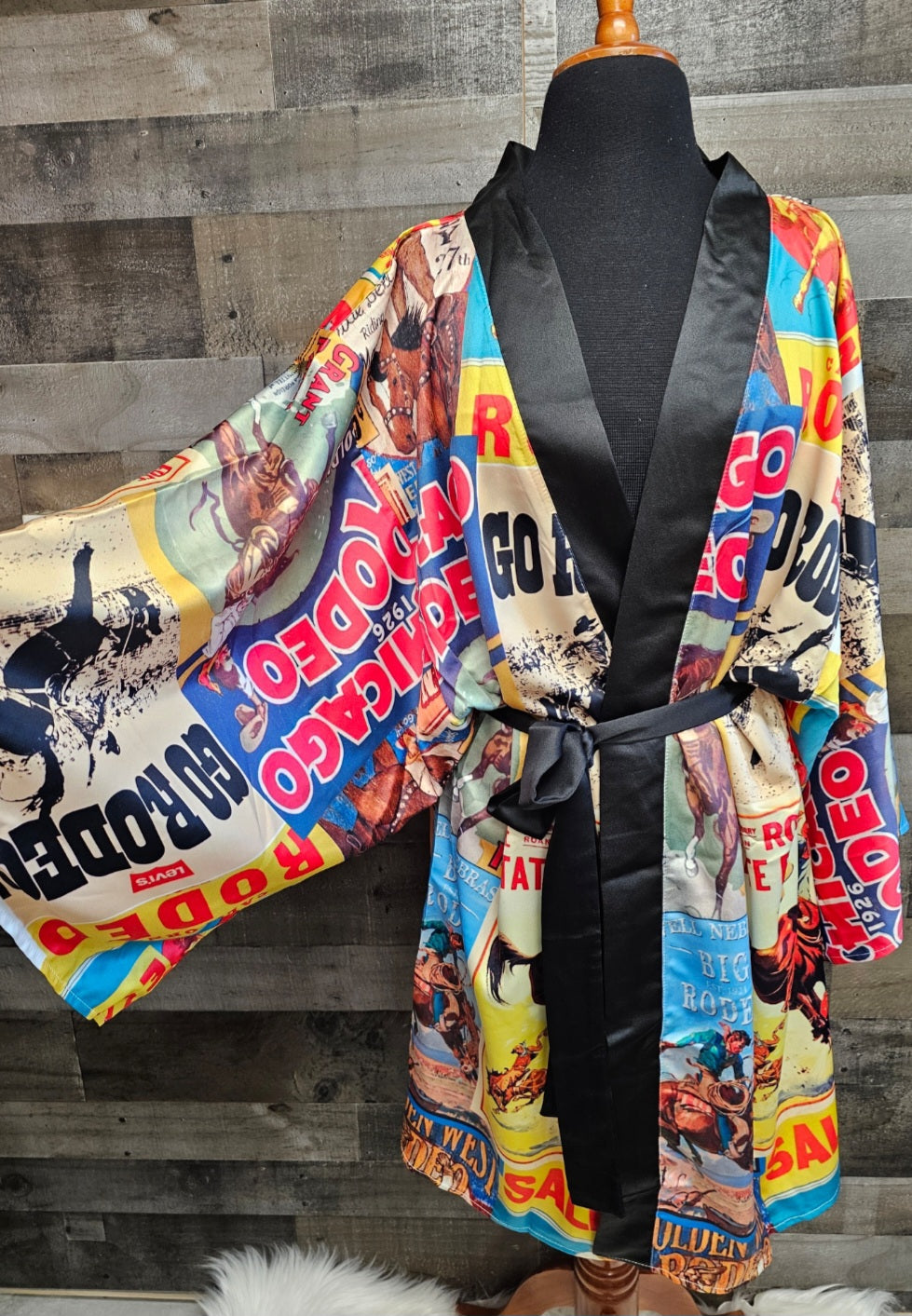 Baha Ranch Vintage Rodeo Poster Women's Lounge Kimono Robe by Baha Ranch Western Wear - product image 5