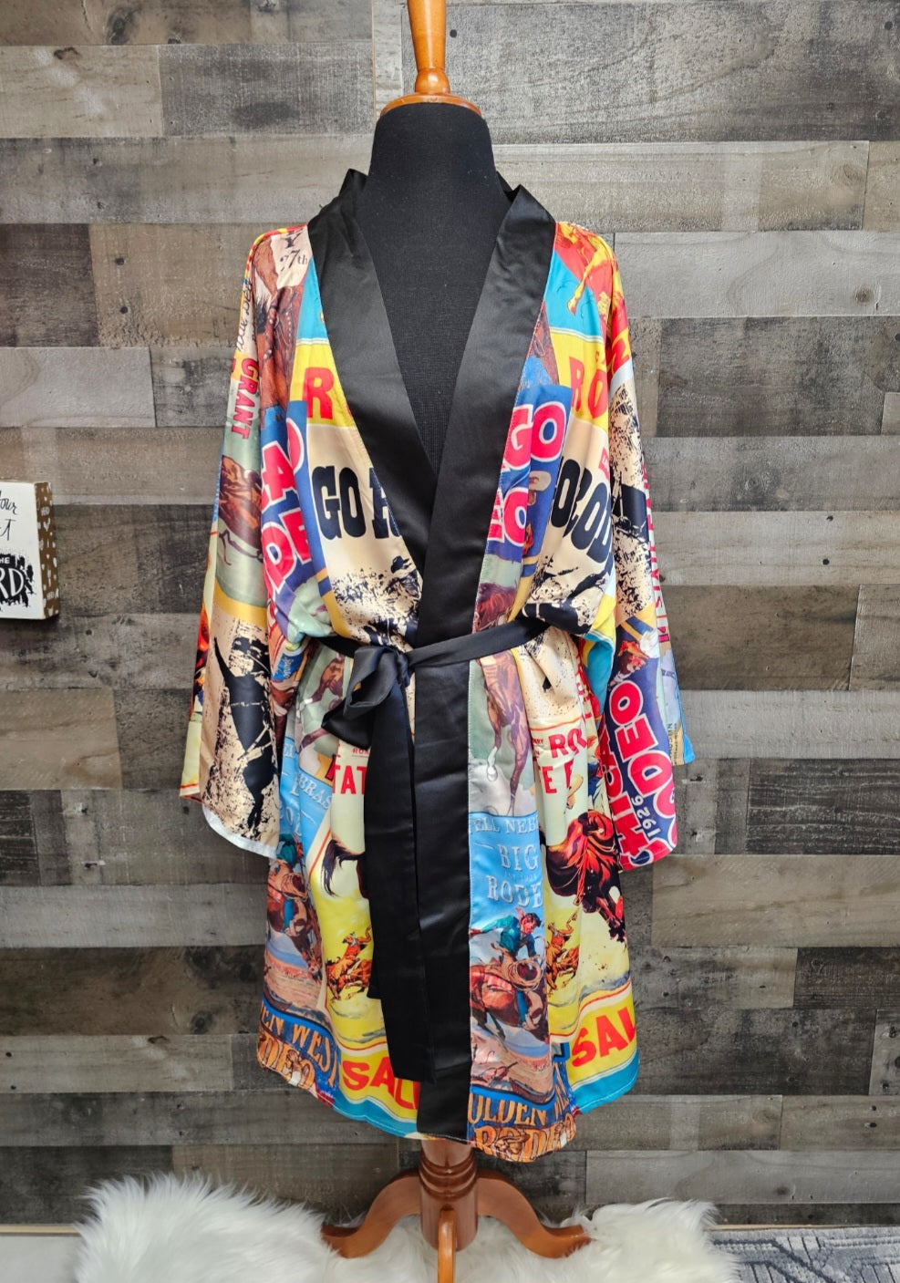 Baha Ranch Vintage Rodeo Poster Women's Lounge Kimono Robe by Baha Ranch Western Wear - product image 6
