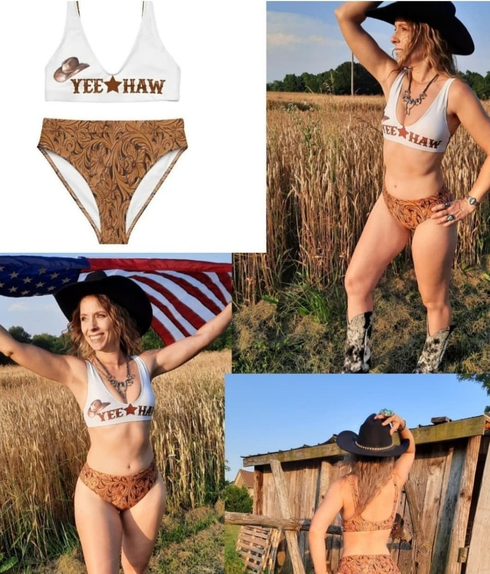 Yeehaw Tooled Leather Print Bikini by Baha Ranch Western Wear - product image 17