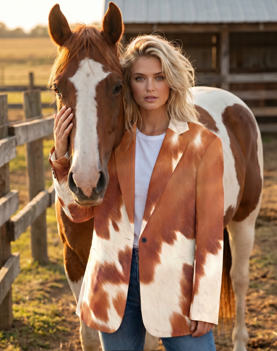 Baha Ranch Cowhide Print blazer by Baha Ranch Western Wear