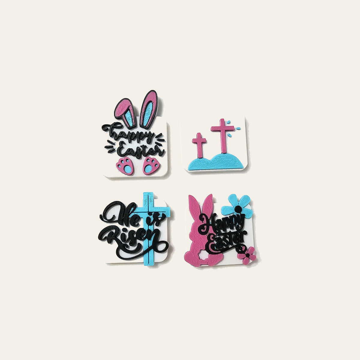 Set of 4 3D Print Easter Faith Cross Religious Pins or Magnets Made in America by Baha Ranch Western Wear