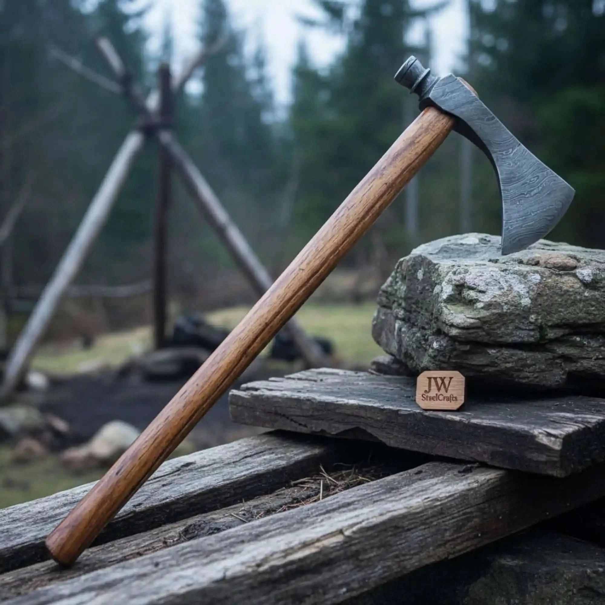 Smoking Bushcraft Axe for Camping, Woodcraft and Trail Chopping