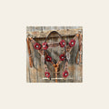 Silver Buckstitch Flower Browband Headstall & Breastcollar Set #BBBC405 on a warm cream background