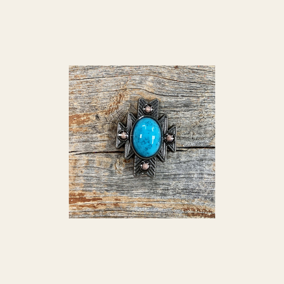 South West Turquoise Concho W204L on a warm cream background