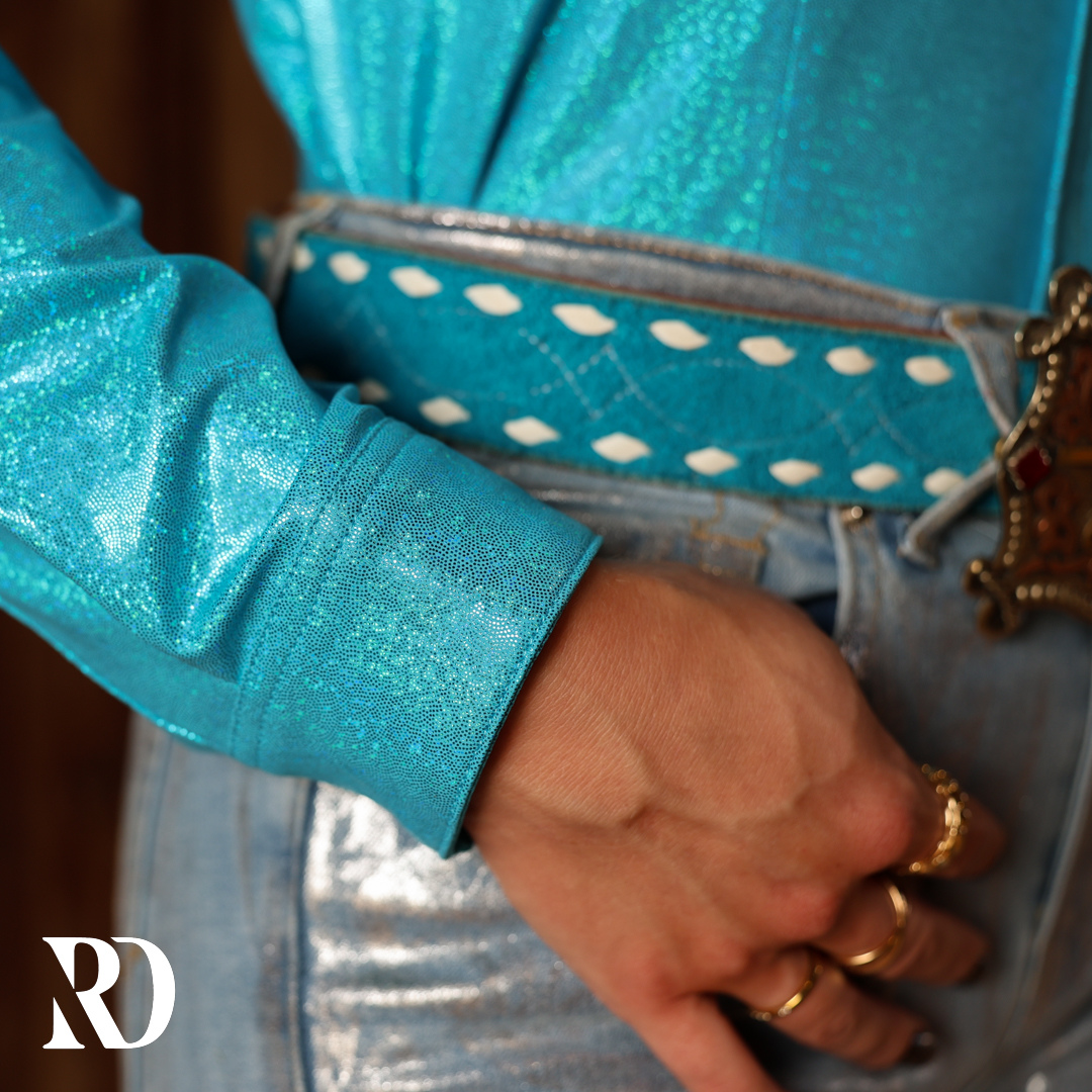 Turquoise Sparkle Performance Rodeo Shirt — view 3
