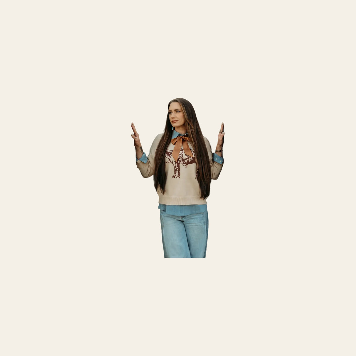 The Cowpony Crewneck | Sweater on a warm cream background