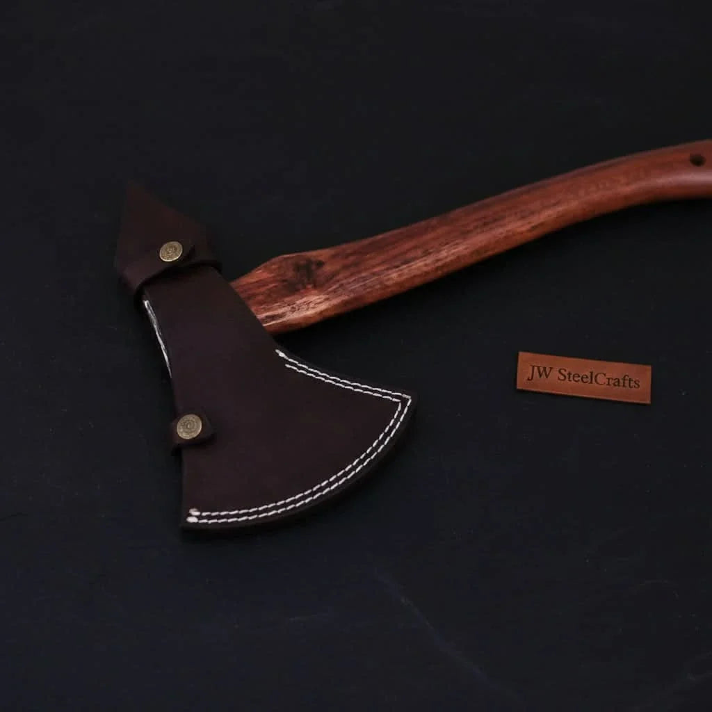 Double-Bit Damascus Axe Head with Rear Spike Variant