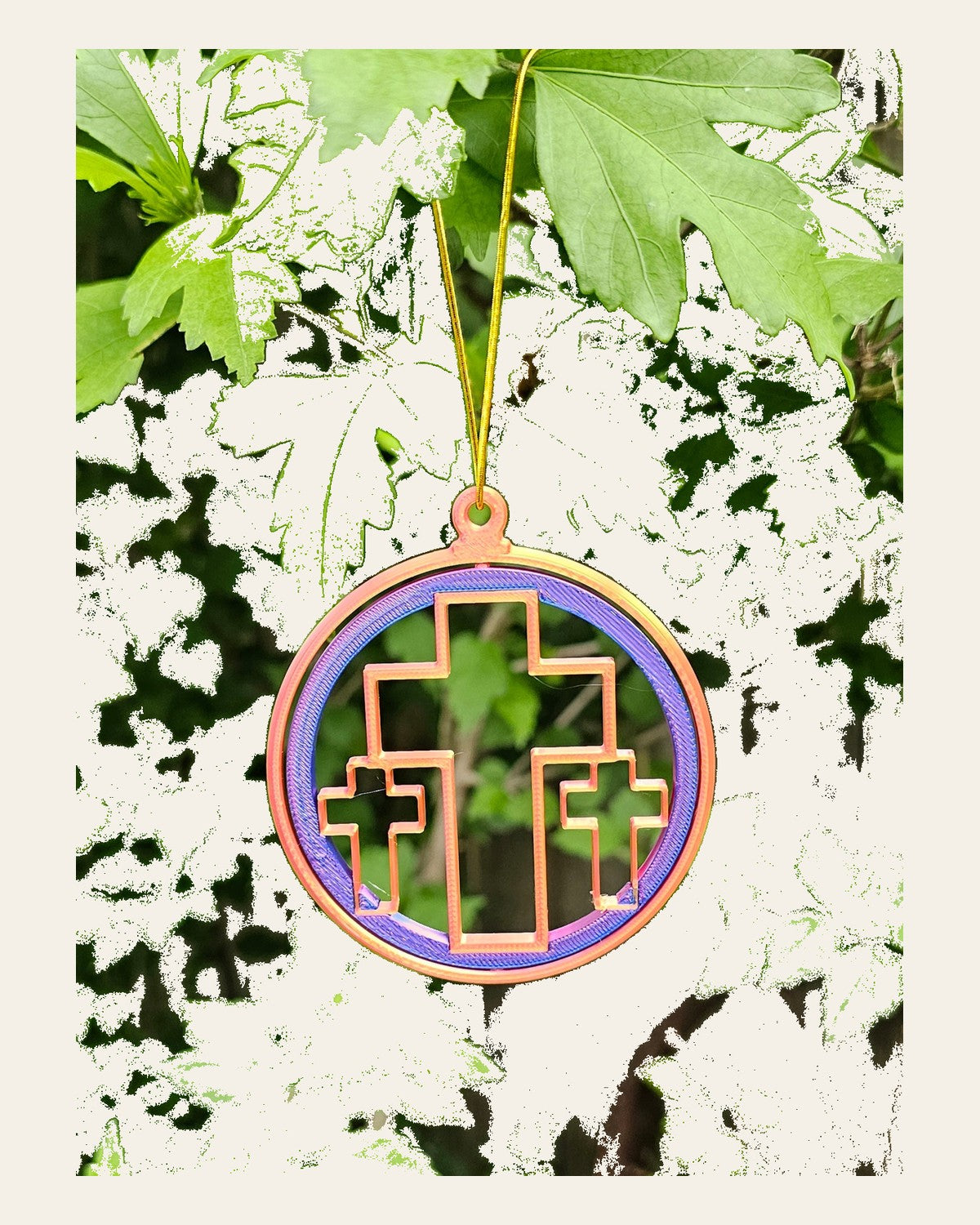 Triple Cross Ornament Medium - Purple & Copper