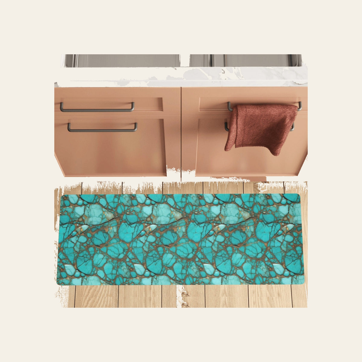 Turquoise Long Kitchen Mat 48"x17" Made in America by Baha Ranch Western Wear