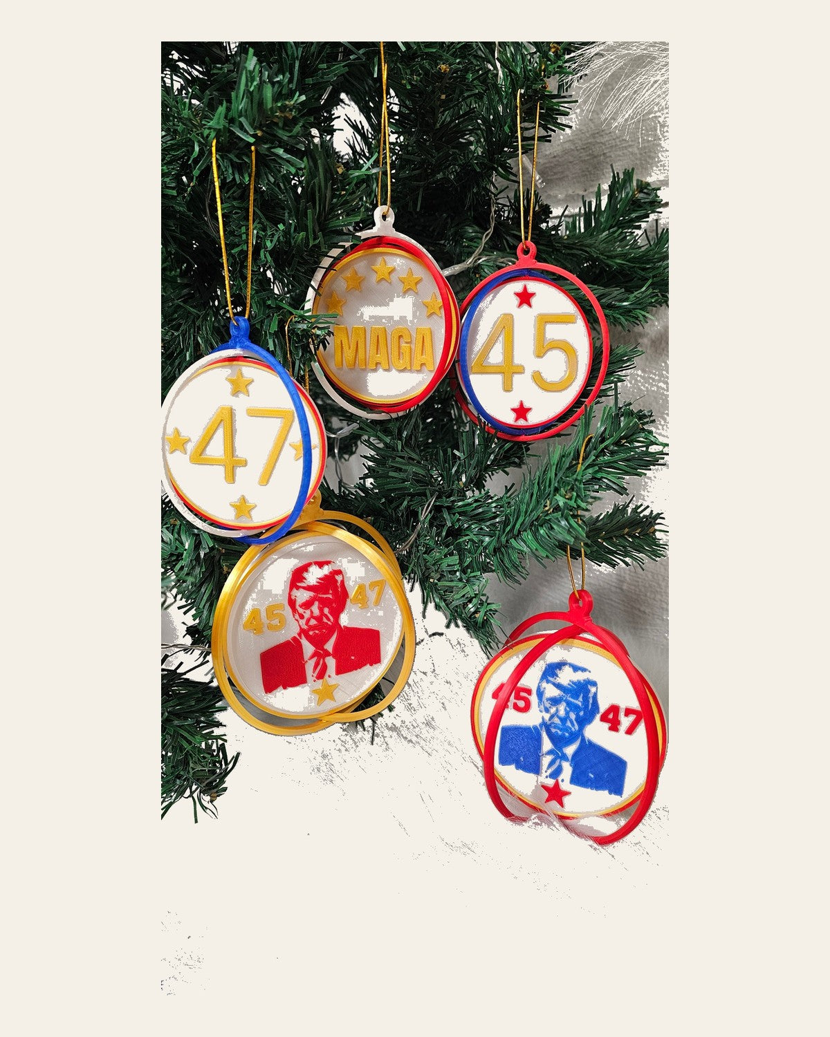 Ultimate Trump 3D Print Christmas Ornament Set Made in America