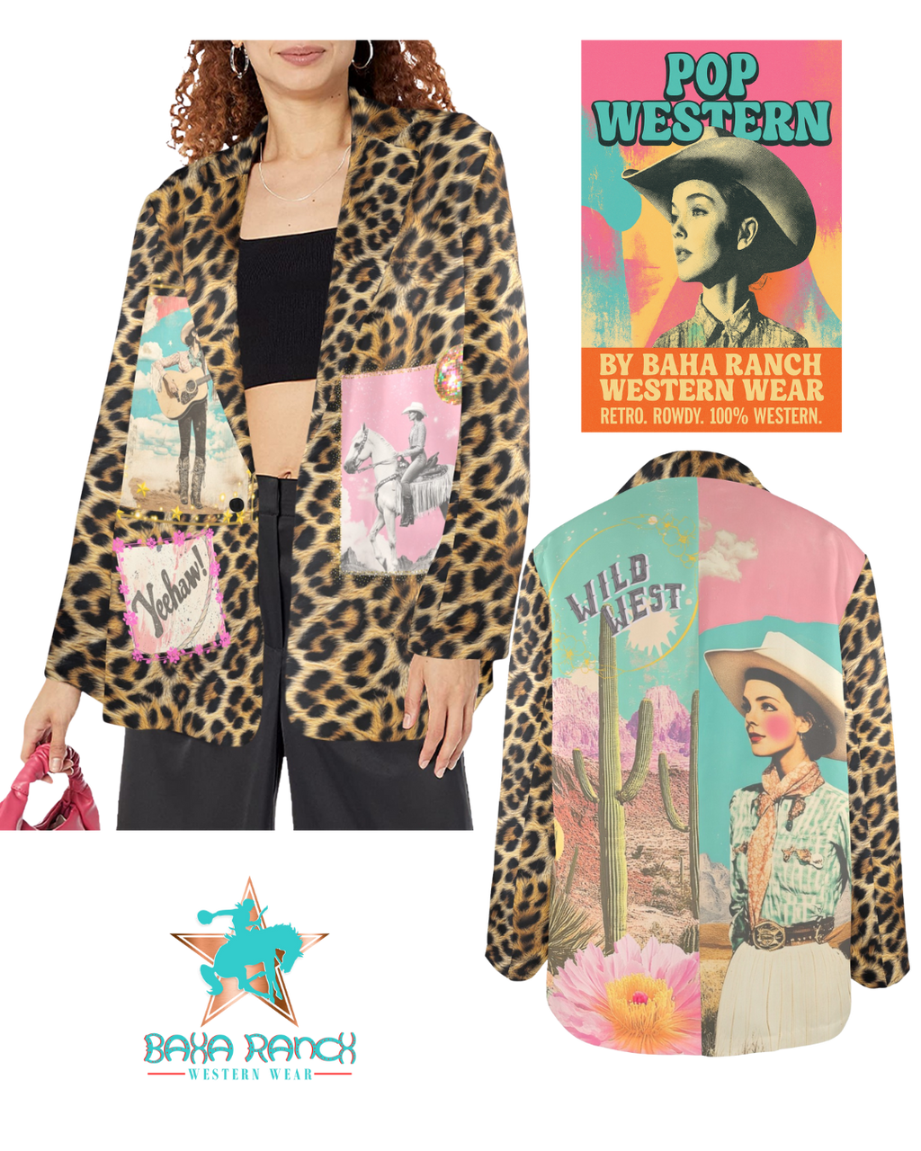Baha Ranch Retro Pop Western Wild West Leopard Blazer by Baha Ranch Western Wear - product image 11