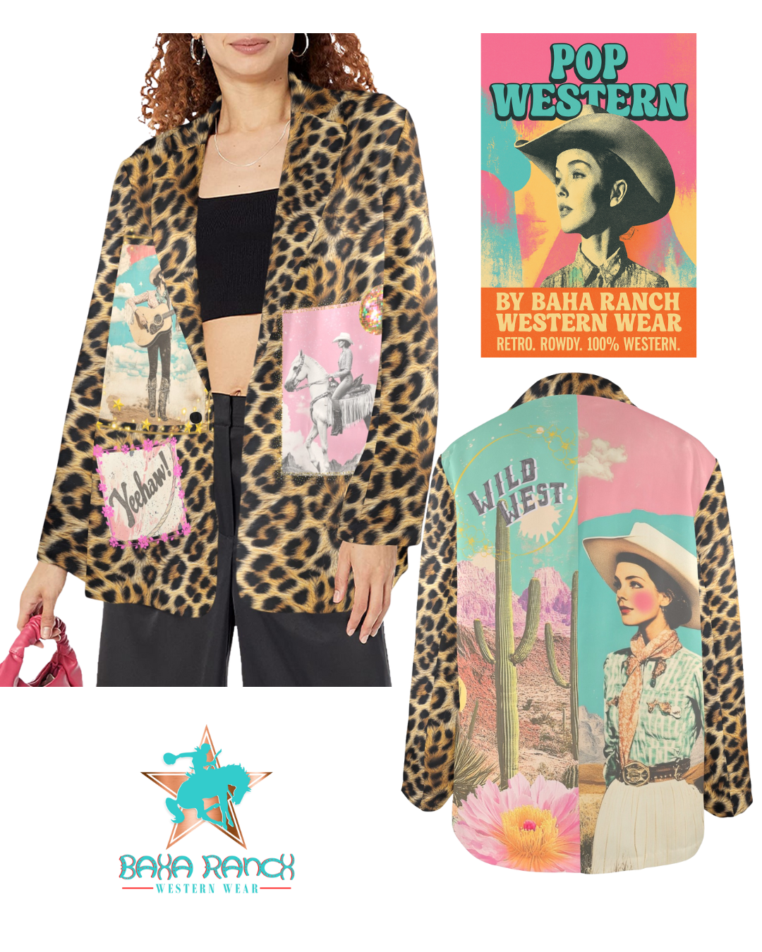 Baha Ranch Retro Pop Western Wild West Leopard Blazer by Baha Ranch Western Wear - product image 11