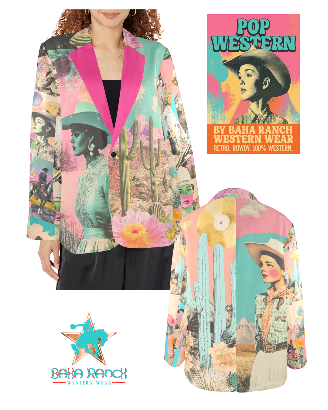 Baha Ranch Retro Pop Western Pop Cowgirl Blazer by Baha Ranch Western Wear - product image 6