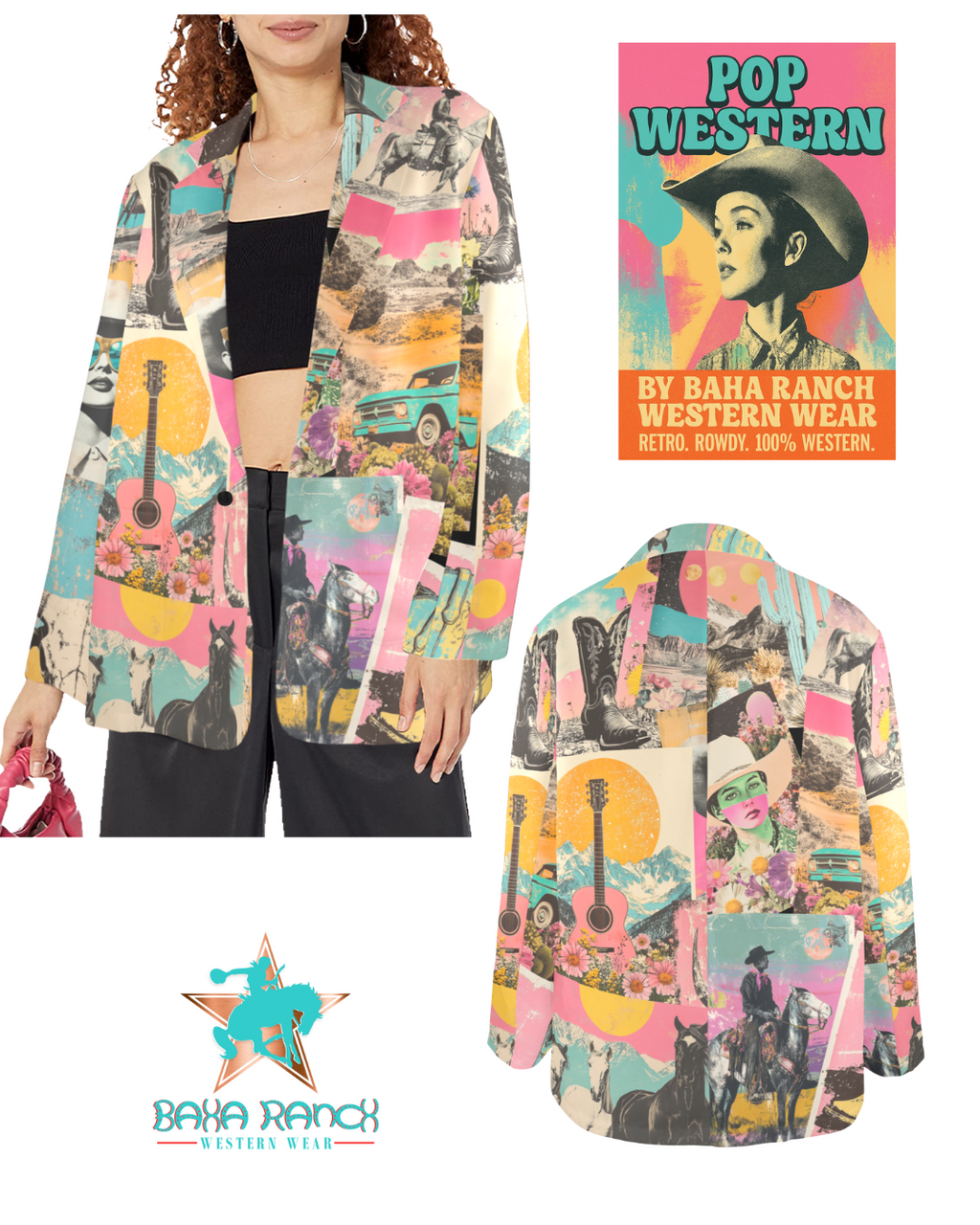Baha Ranch Retro Pop Western Collage Blazer by Baha Ranch Western Wear - product image 13
