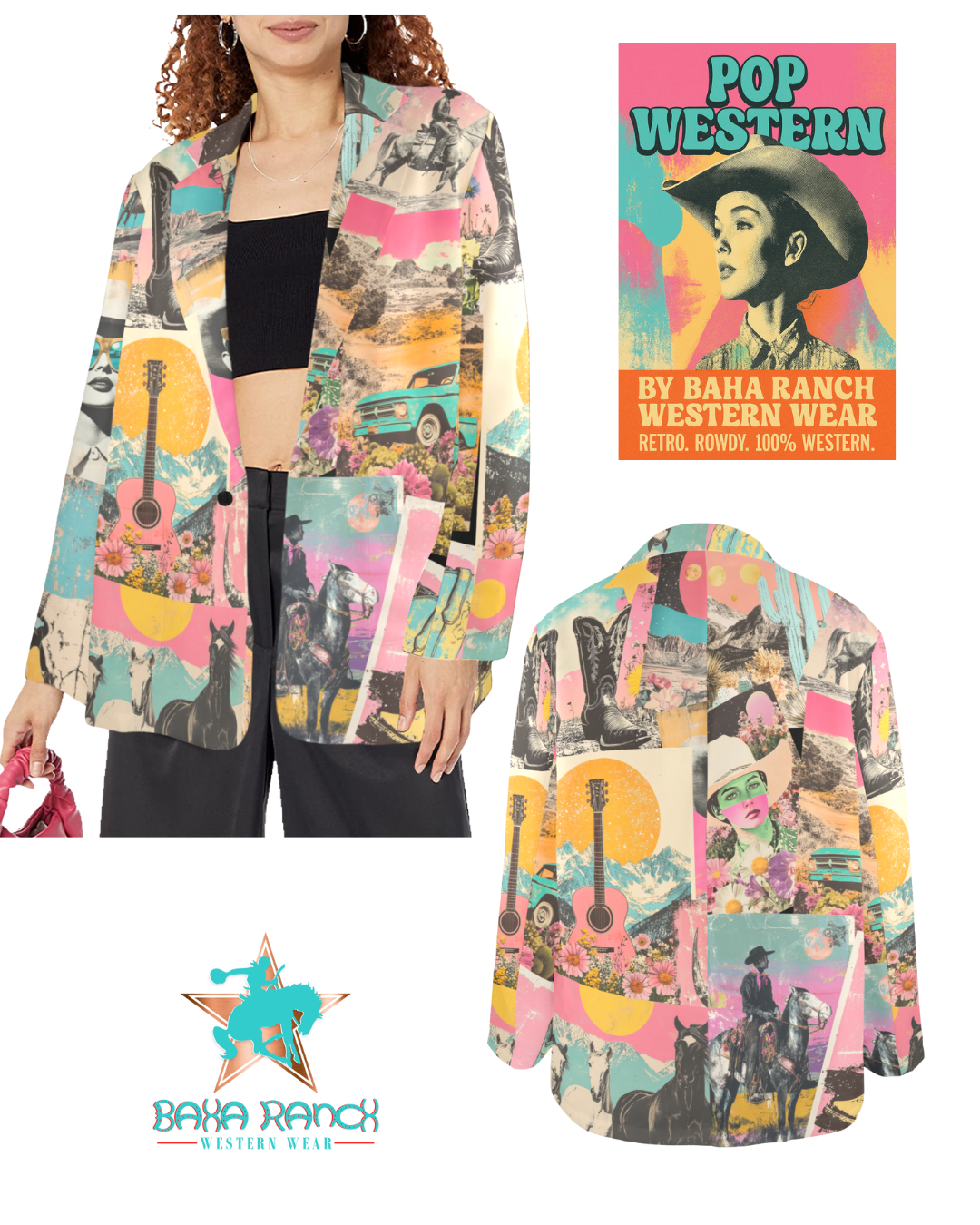 Baha Ranch Retro Pop Western Collage Blazer by Baha Ranch Western Wear - product image 13