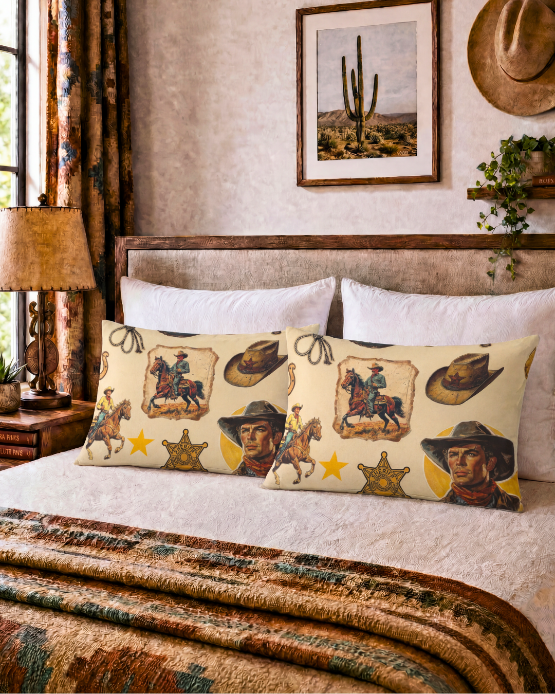 Baha Ranch Vintage Cowboy Collage Western Pillow Case by Baha Ranch Western Wear