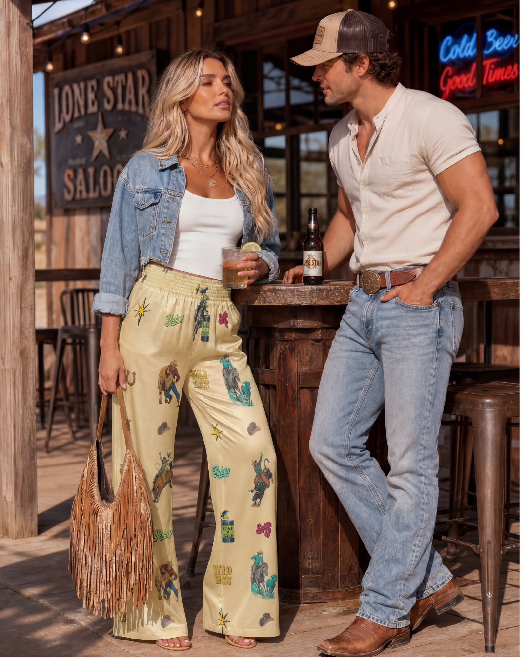 Baha Ranch The Last Roundup Rodeo High Waisted Wide Leg Pants by Baha Ranch Western Wear