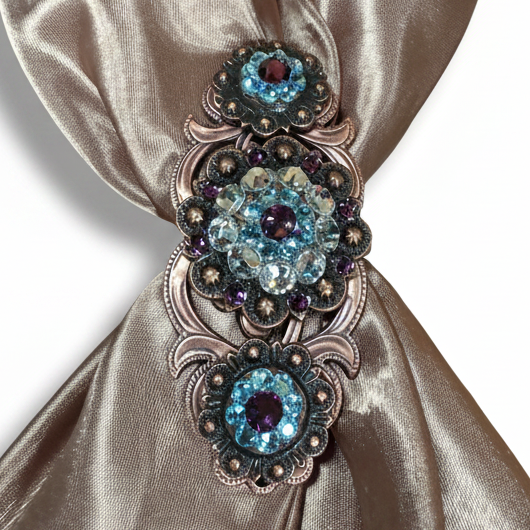Copper Amethyst - Aqua - Clear Crystal Conchos | Sizes 1"- 3" | Buckles | Saddle Set | Leather Rosettes | Slide — view 15