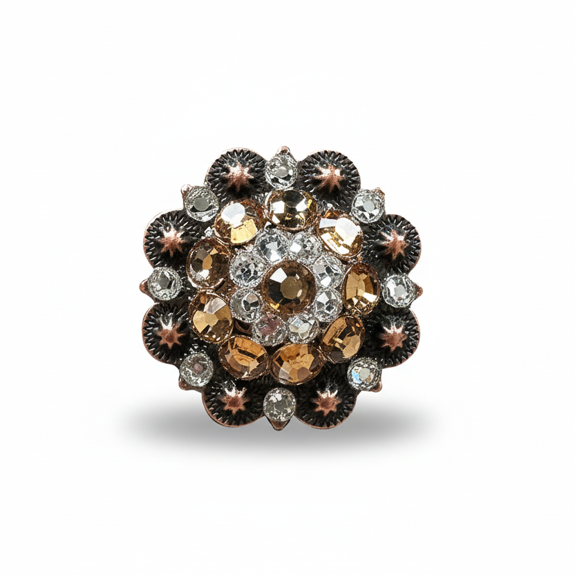 Copper Champagne - Clear Crystal Conchos | Sizes 1"- 3" | Buckles | Saddle Set | Leather Rosettes | Slide — view 2