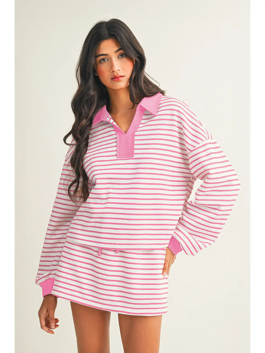 Victoria Striped Collared Skirt | Set