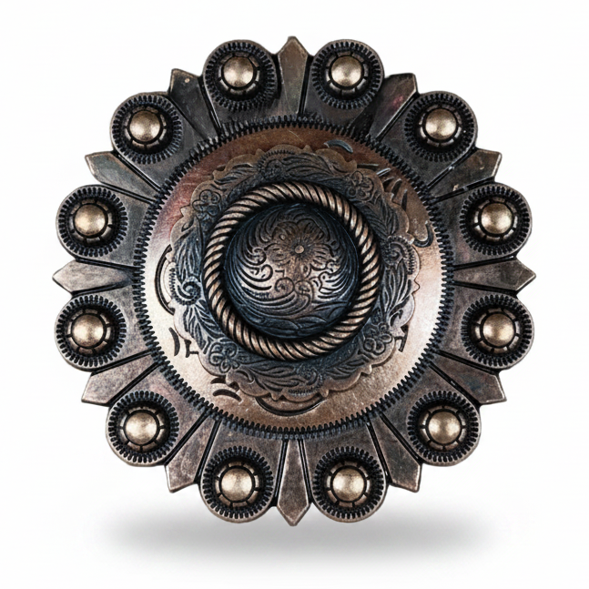 Copper Round Western Concho W101 — view 3