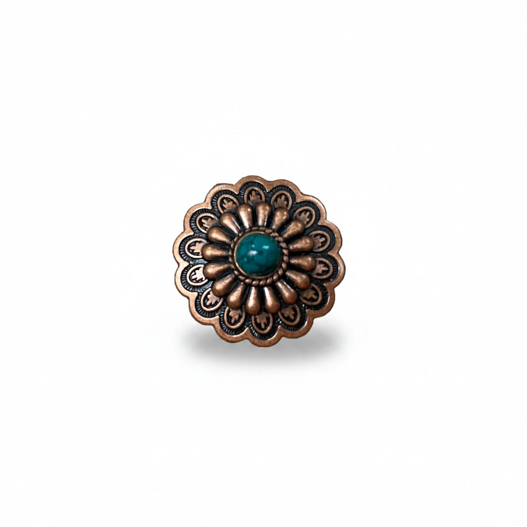 Copper Turquoise Western Concho W103 — view 3