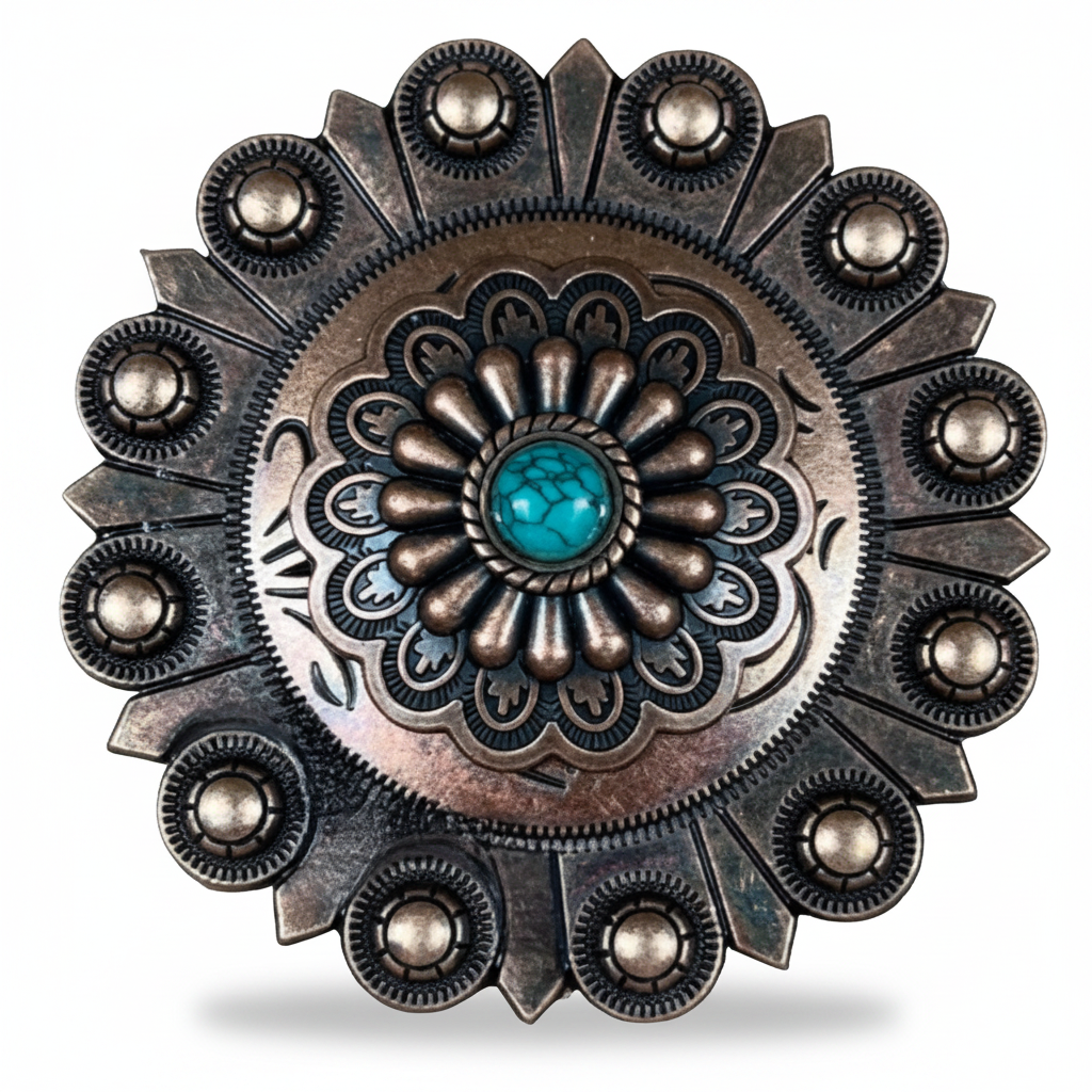 Copper Turquoise Western Concho W103 — view 4