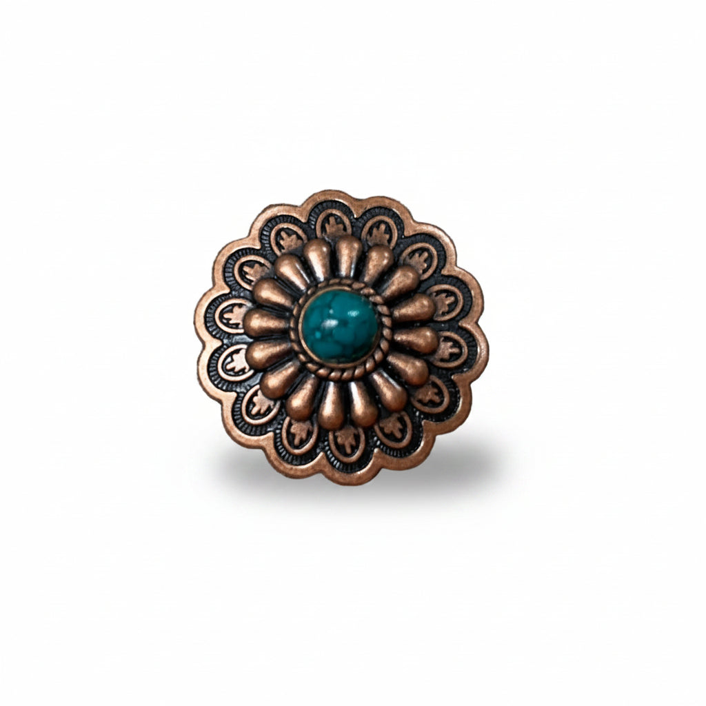 Copper Turquoise Western Concho W103 — view 2